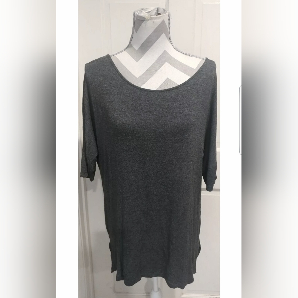 ZENANA 3/4 Sleeve Gray Tunic w Zippers